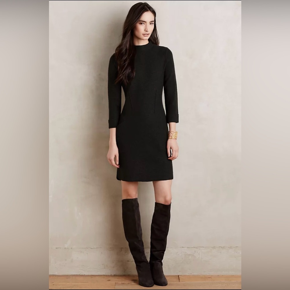 ANTHROPOLOGIE x Sparrow Dark Green 100% Wool Sweater Sheath Dress, Sz 10/12